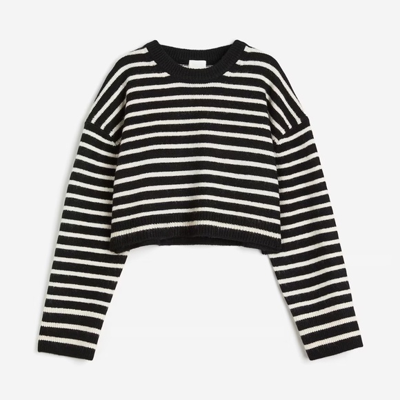 H&M Black & beige striped sweater SIZE S - Picture 1 of 8